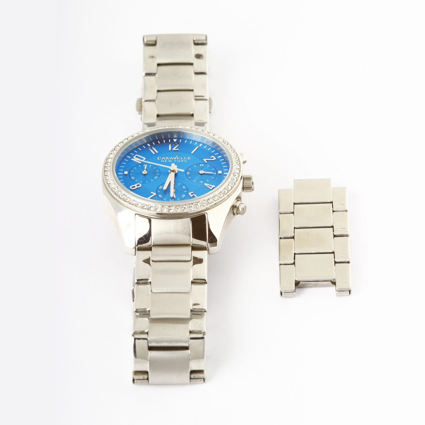 Caravelle New York By Bulova Ladies Watch Blue Face Chronograph Quartz Movement