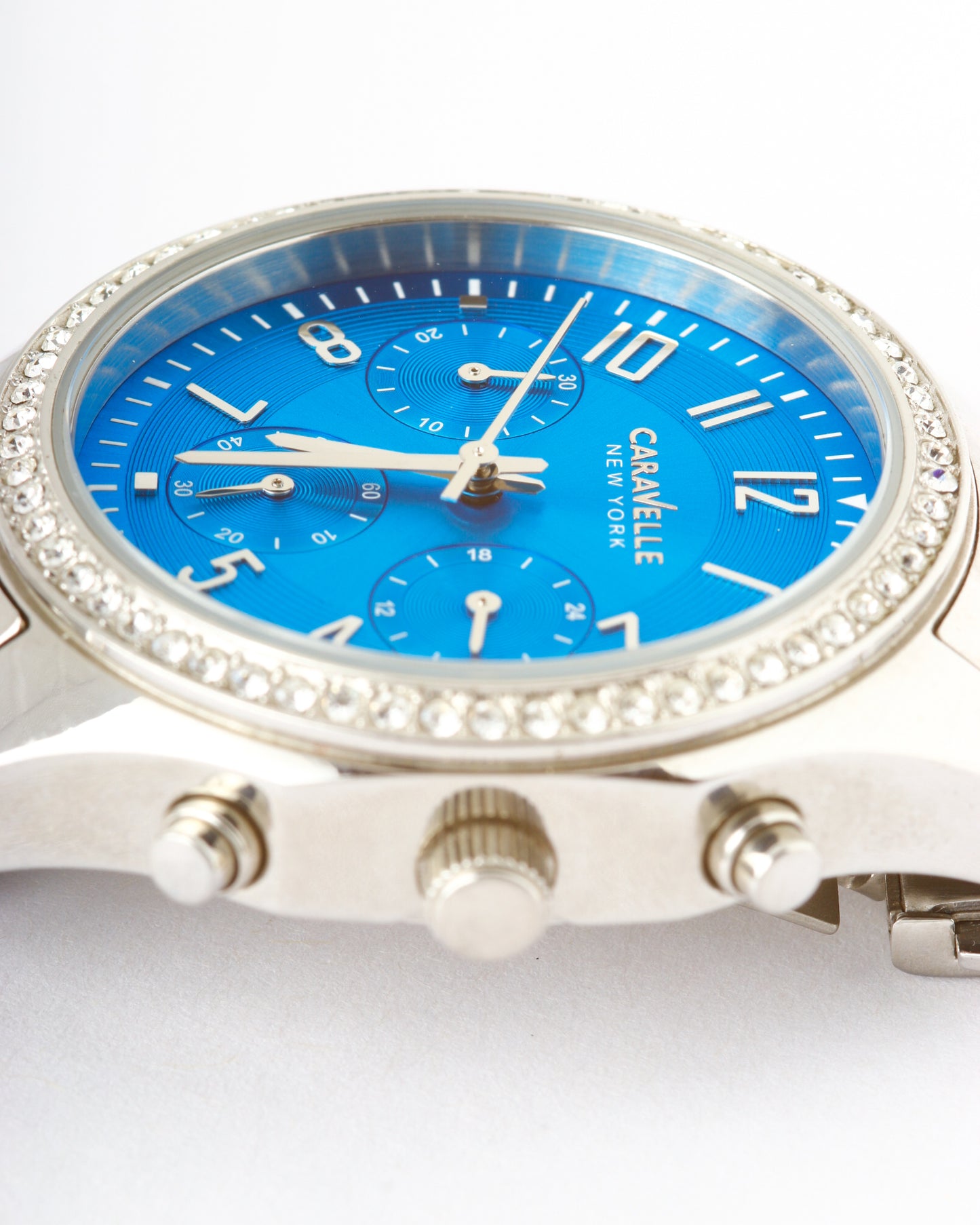 Caravelle New York By Bulova Ladies Watch Blue Face Chronograph Quartz Movement