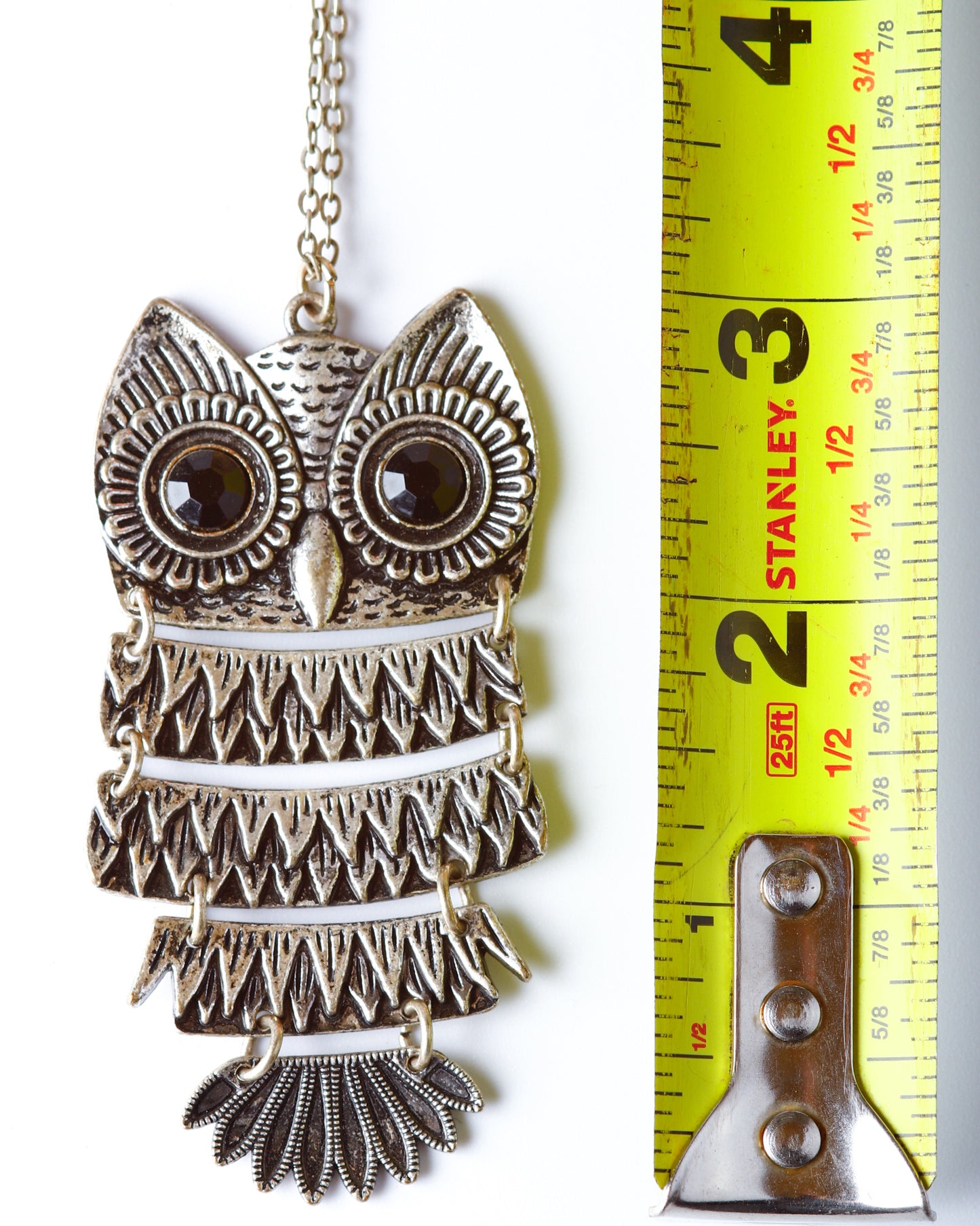 Vintage Rustic Owl Pendant Necklace – Articulated Silver-Tone Statement Jewelry