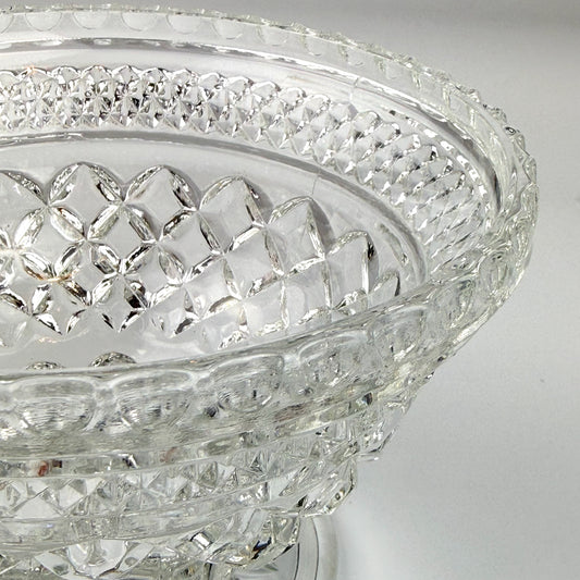 Vintage Pressed Glass Candy Dish Diamond Point Pattern Footed Storage
