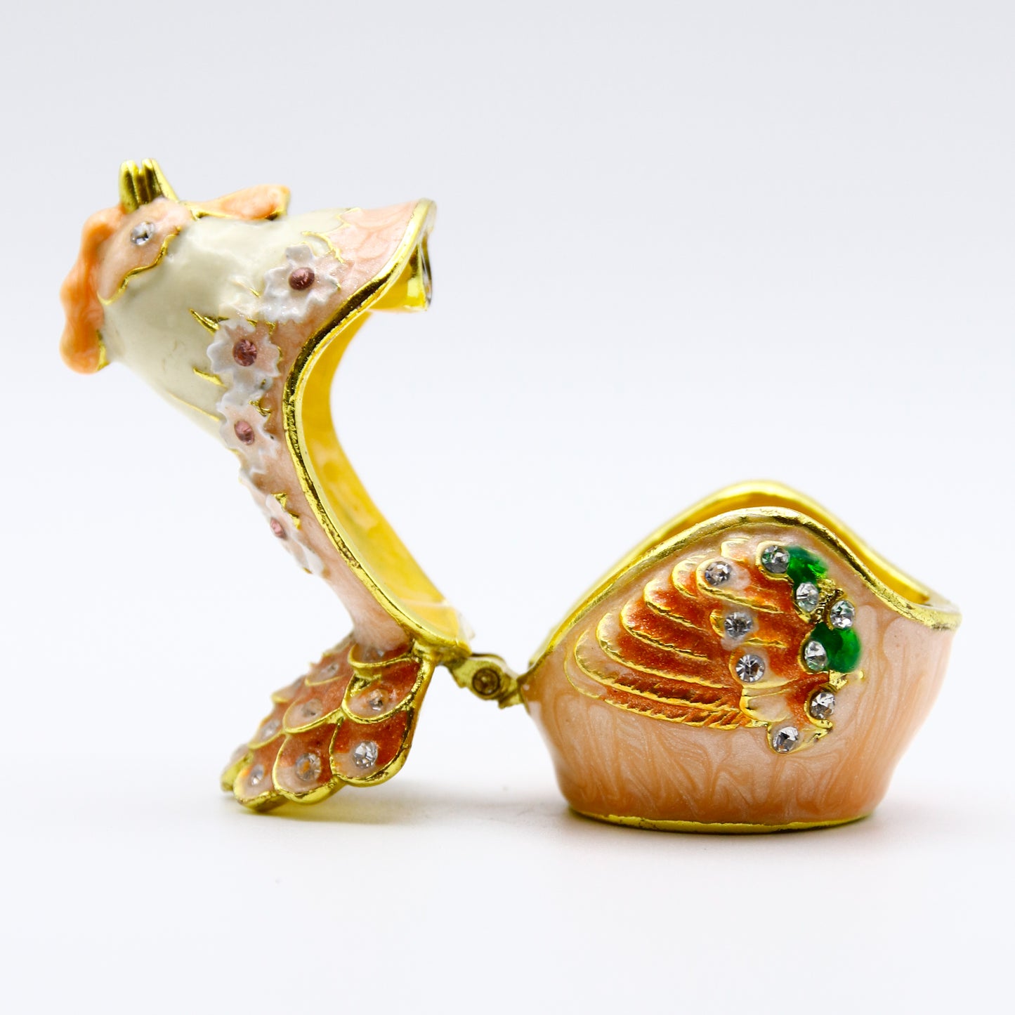 Jeweled Hen Trinket Box — Hand-Painted Enamel & Crystal Figurine Keepsake