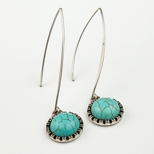 Vintage-Style Turquoise Dangle Earrings – Sterling Silver Plated
