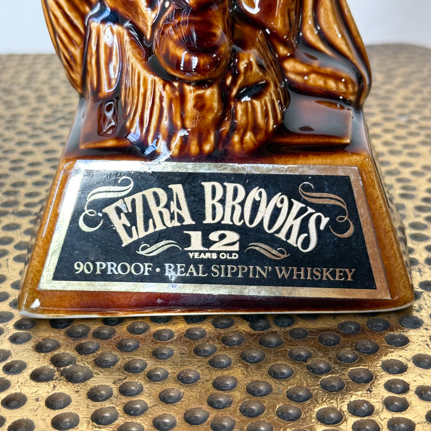 Ezra Brooks Cigar Store Indian Chief Whiskey Decanter Bottle 1968 Vtg 16" Tall