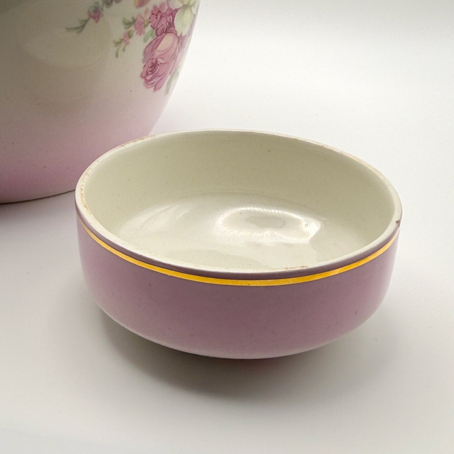 Vintage James Kent Old Foley Porcelain Ginger Jar with Lid — Pink Rose Pattern, Made in England