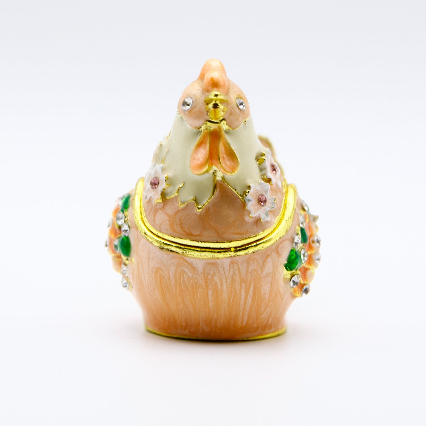 Jeweled Hen Trinket Box — Hand-Painted Enamel & Crystal Figurine Keepsake