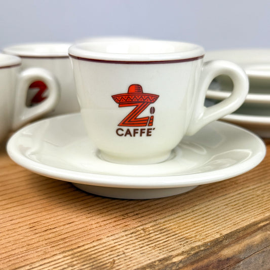 Vintage ACF Italy Espresso Cups & Saucers, Set of 4, Rare Z Caffè Logo – Heavy Porcelain