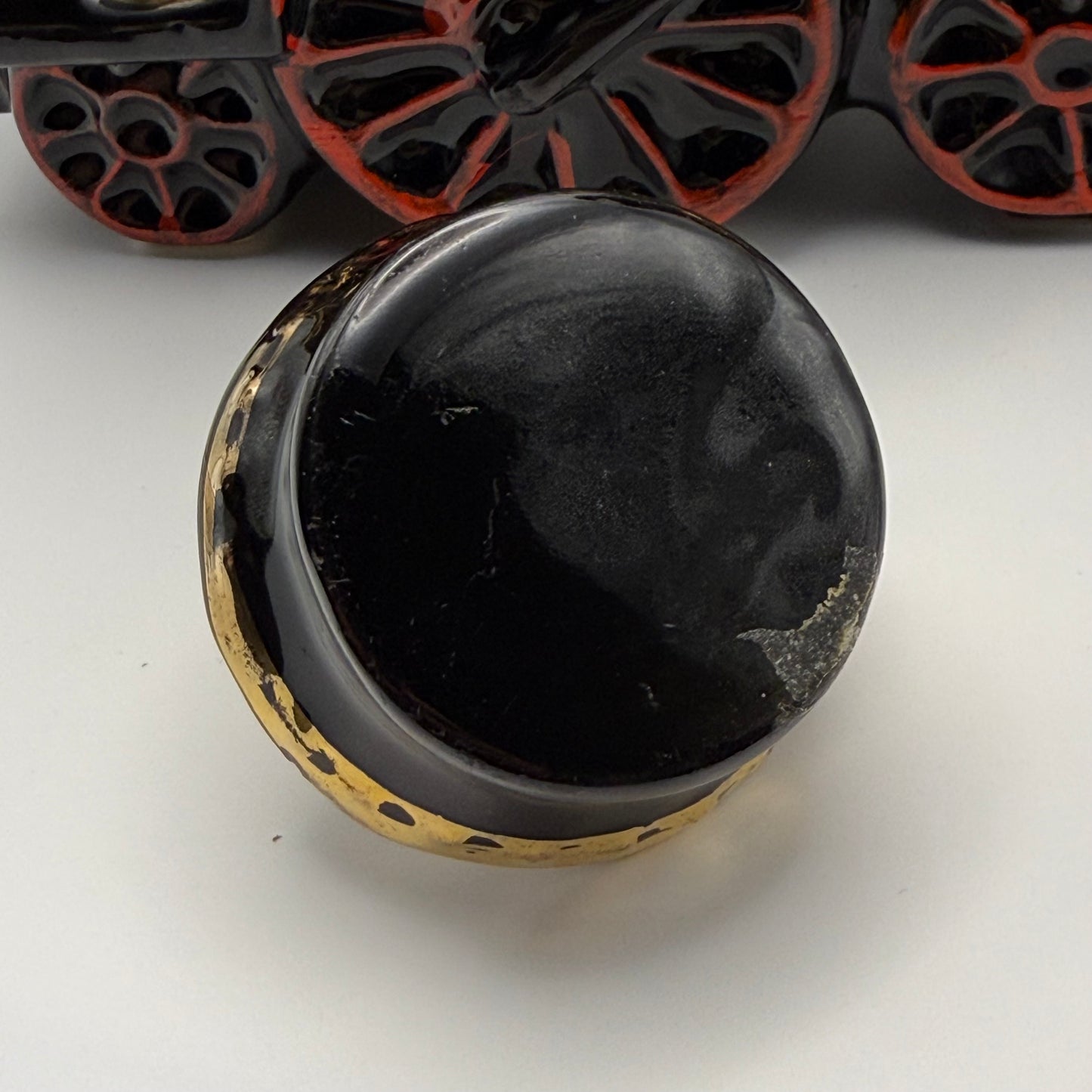 Ezra Brooks Black & Gold Steam Engine Train Decanter - Genuine Heritage China, Circa Late 1960s, Empty