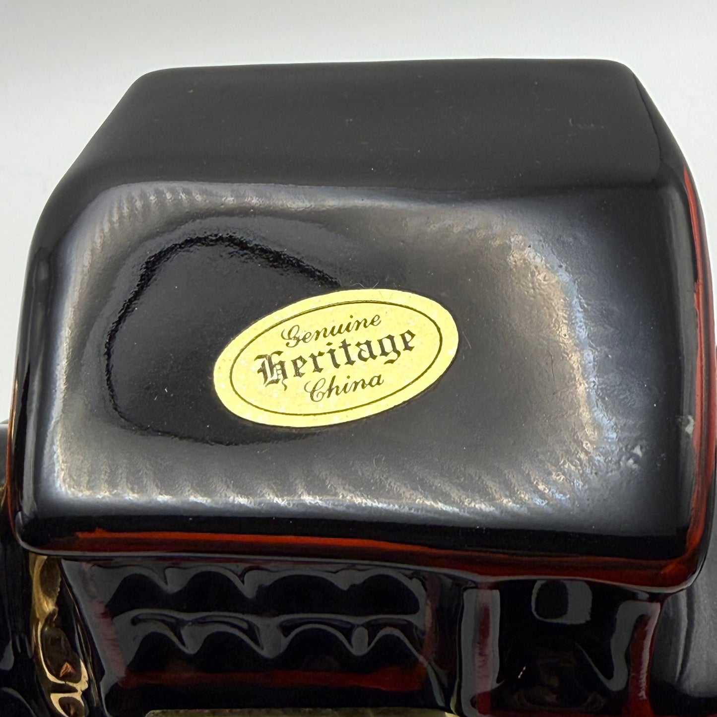 Ezra Brooks Black & Gold Steam Engine Train Decanter - Genuine Heritage China, Circa Late 1960s, Empty