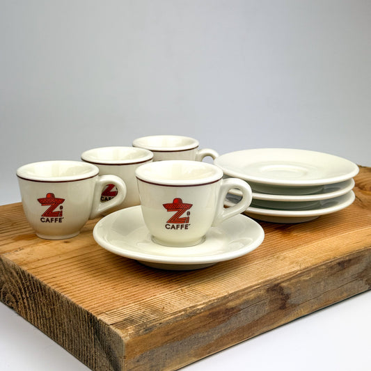 Vintage ACF Italy Espresso Cups & Saucers, Set of 4, Rare Z Caffè Logo – Heavy Porcelain