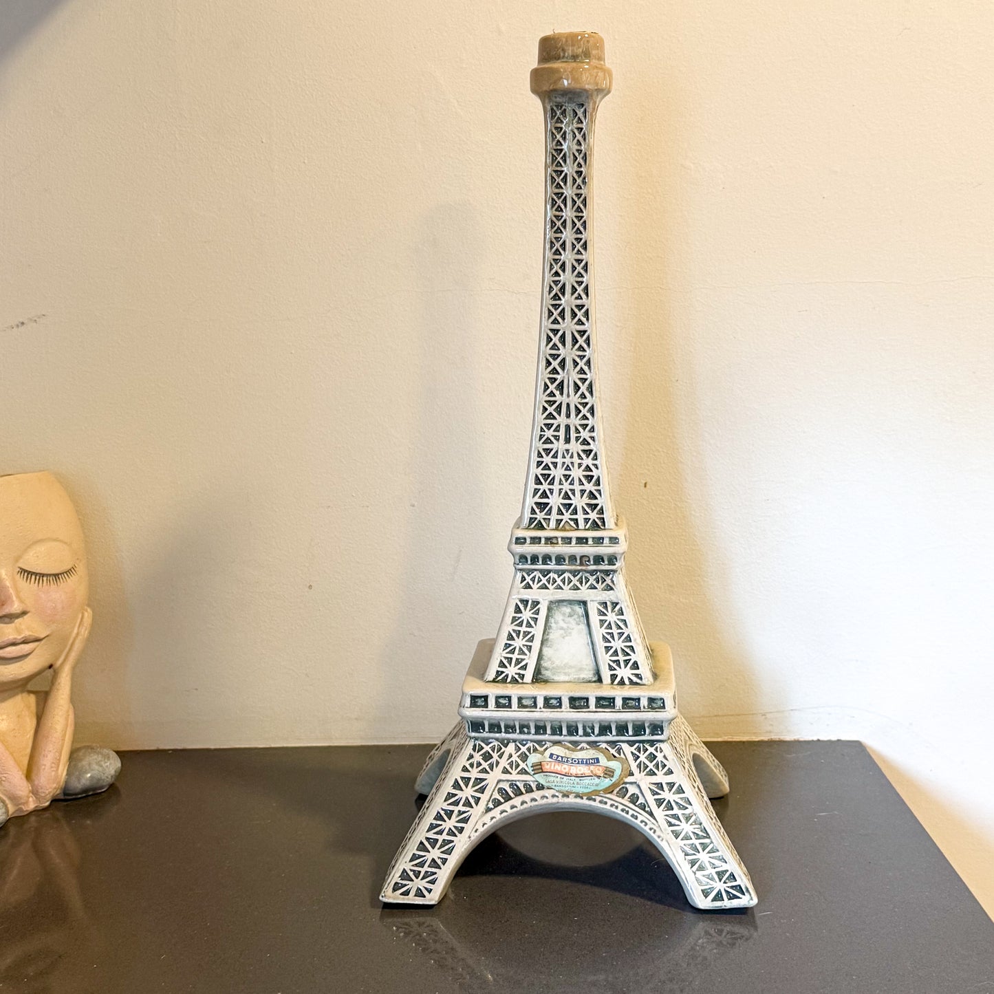 Vintage Italian Ceramic Eiffel Tower Wine Decanter - Boccaccio Pottery, Certaldo - Banfi Imports