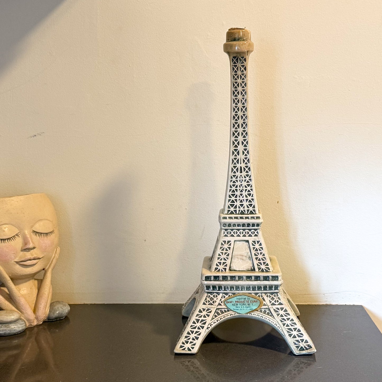 Vintage Italian Ceramic Eiffel Tower Wine Decanter - Boccaccio Pottery, Certaldo - Banfi Imports