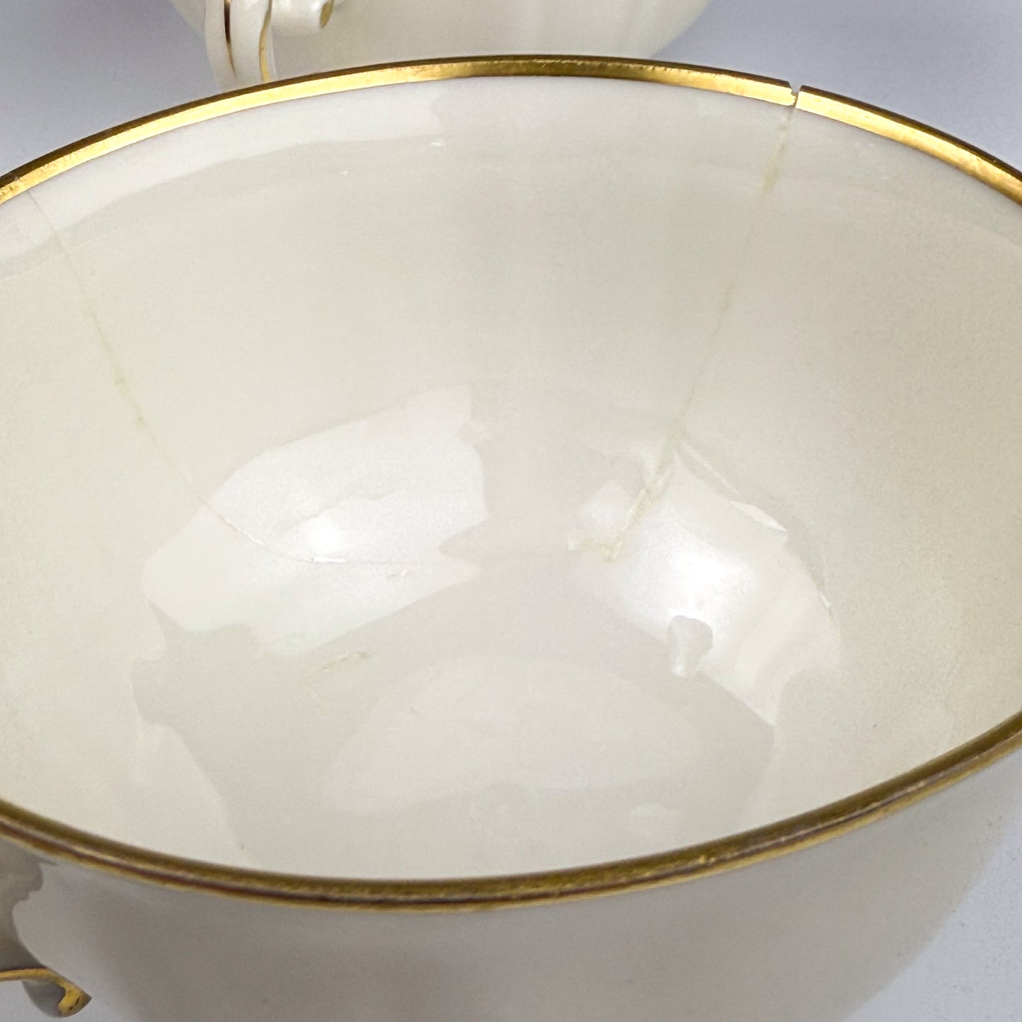 Vintage K&A Krautheim Footed Porcelain Teacups – Selb Bavaria Germany, Gold Trim, 1940s 1950s