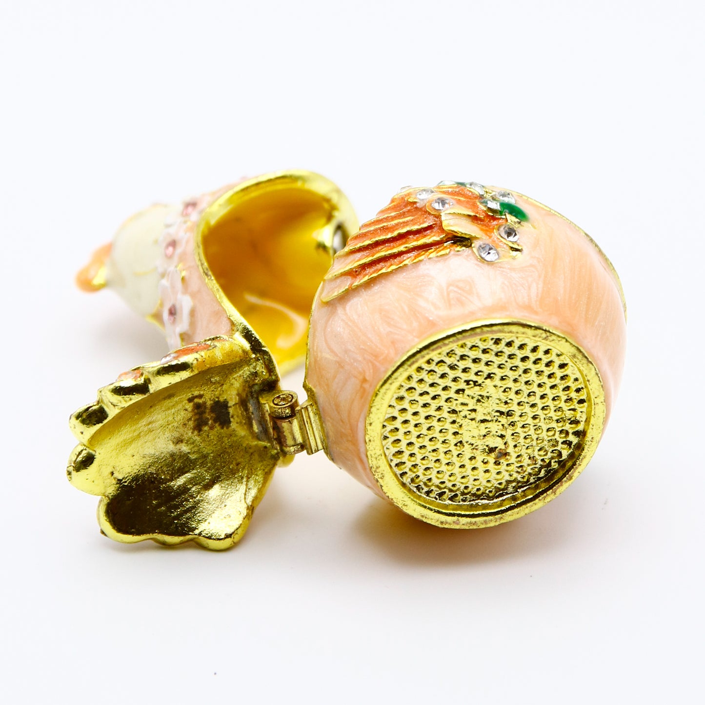 Jeweled Hen Trinket Box — Hand-Painted Enamel & Crystal Figurine Keepsake