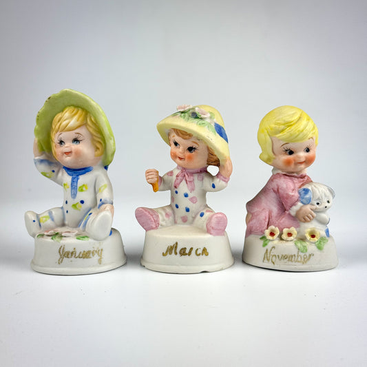 Vintage Napco Birthday Baby Figurines Lot Of 3 January March November