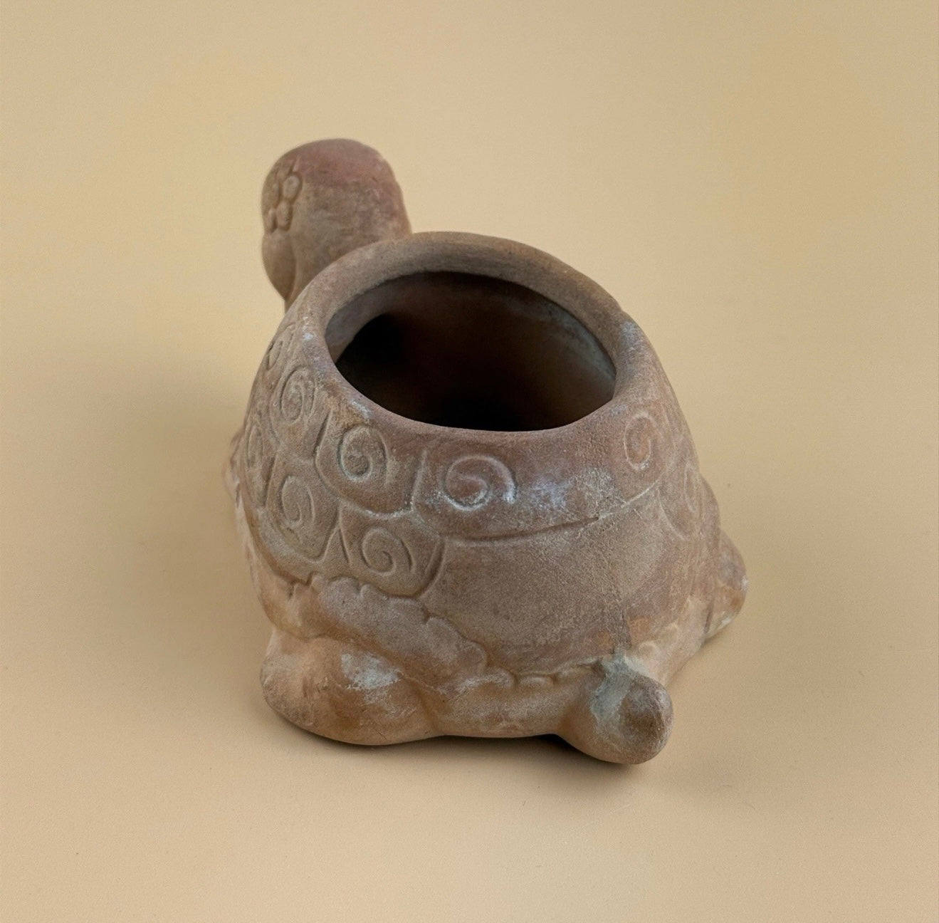 Vintage Mexican Clay Turtle Planter – Handcrafted Rustic Pottery