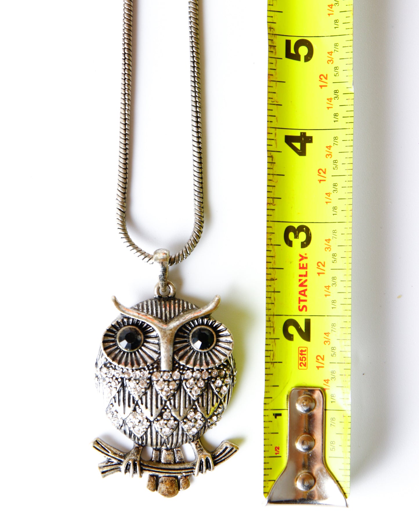 Vintage-Style Silver Tone Owl Pendant Necklace